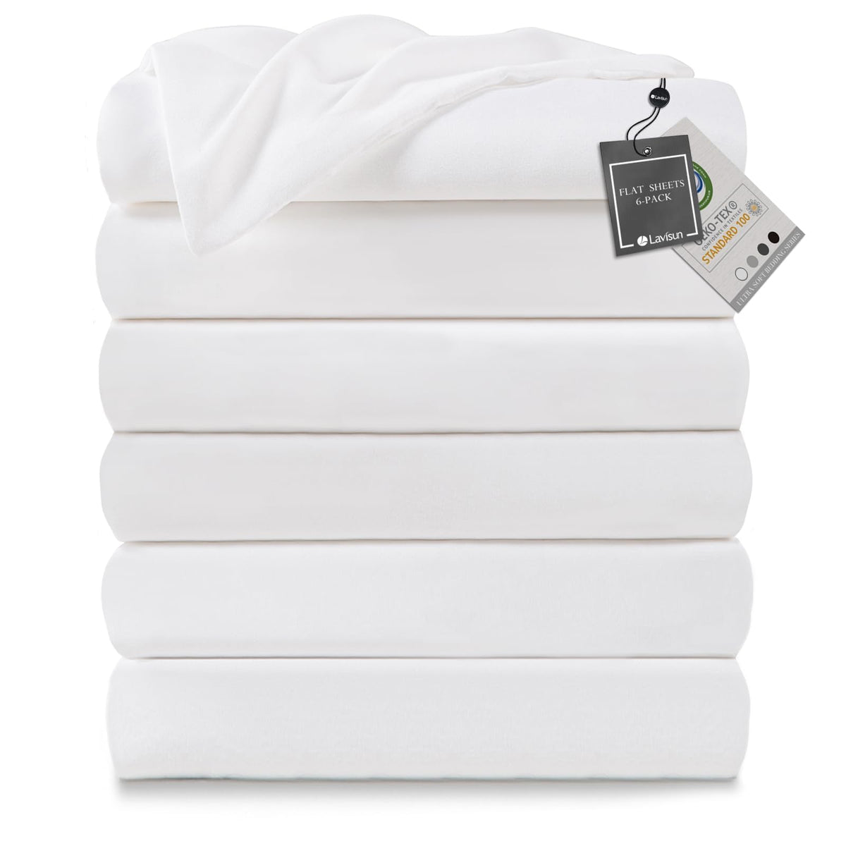 Lavisun Twin Flat Sheets Only, 6 Pack Soft Brushed Microfiber Bedding Sheets for Hotel, Massage, Hospital, Home, Dorm, Bulk Top Flat Sheets Only Twin Size (Grey)