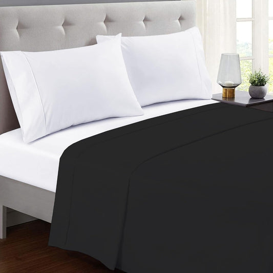 GOLD TEXTILES Queen Flat Sheet 6 Pack – Brushed Microfiber Top Sheets for Home, Hotel & Hospitality – Soft, Durable & Shrink-Resistant Flat Sheets, Easy-Care Bedding (6, Black, Queen)