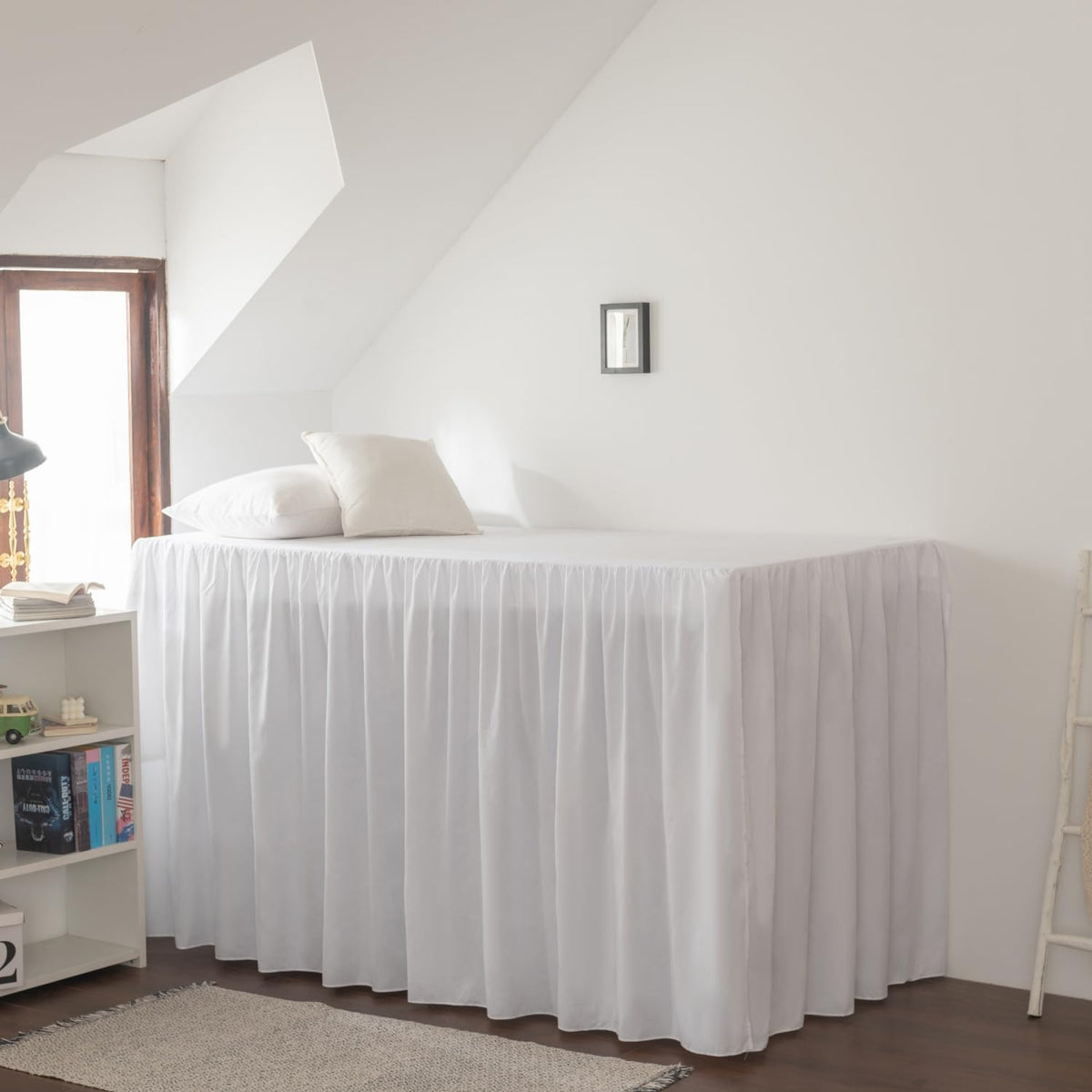 Dorm Room Bed Skirt Twin XL, College DormEssentials - White, 32 Inch