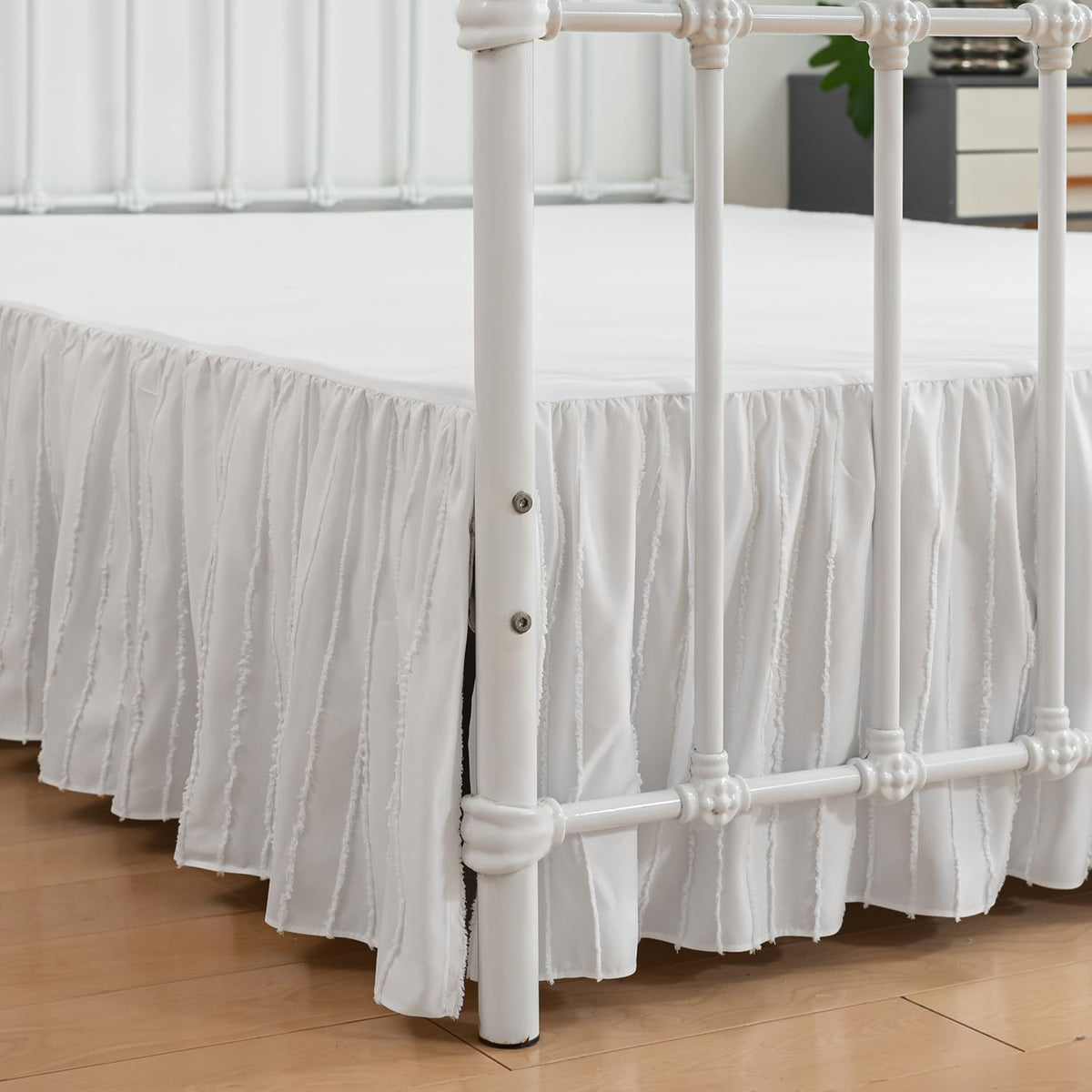Bed Skirt Full Size, Ruffled Bed Skirts 14 Inch Drop, White