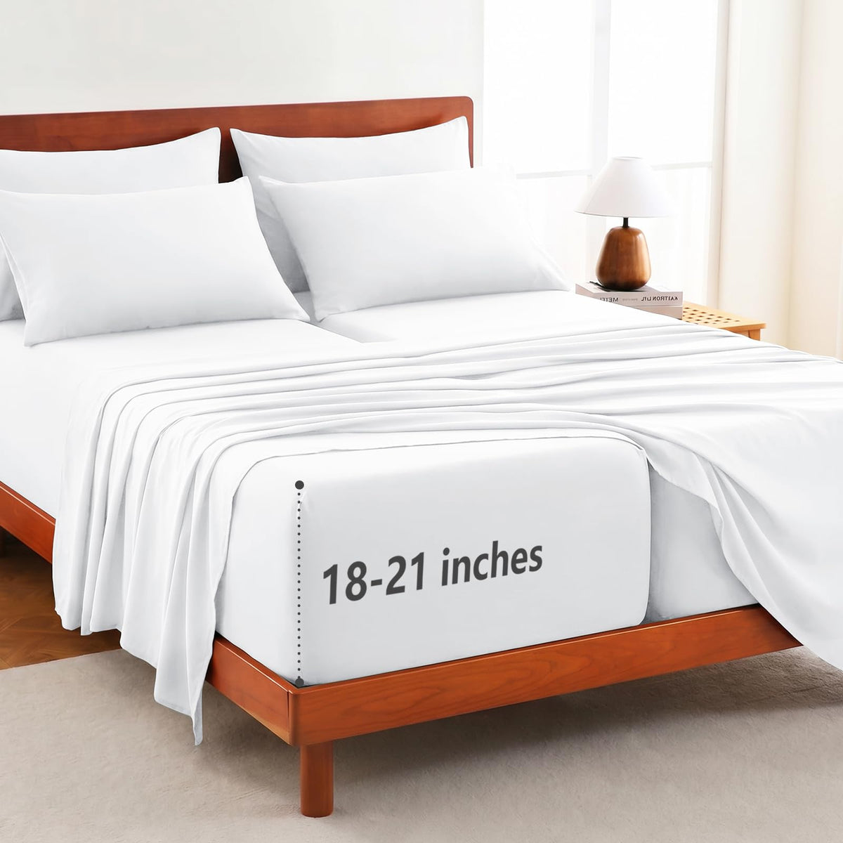 CozyLux King Size Sheets Set 6-Piece, 21-Inch Deep Pocket, Soft Feel