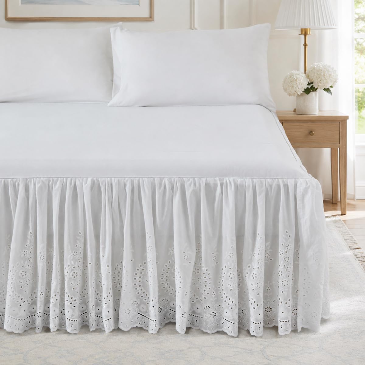 Brandream Cream Lace Bed Skirt King 18-Inch Drop Romantic Bedding
