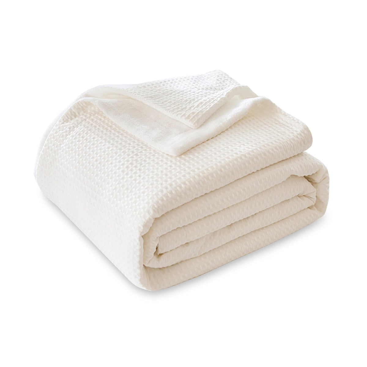 CHUFFED Cotton Waffle Blanket Queen Size-Plush Milk Velvet & Reversible Waffle Weave,Anti-Static 500Gsm Design,Thick Cozy Soft Winter Blanket for Bed, Couch, Sofa - White, 90x90 Inches