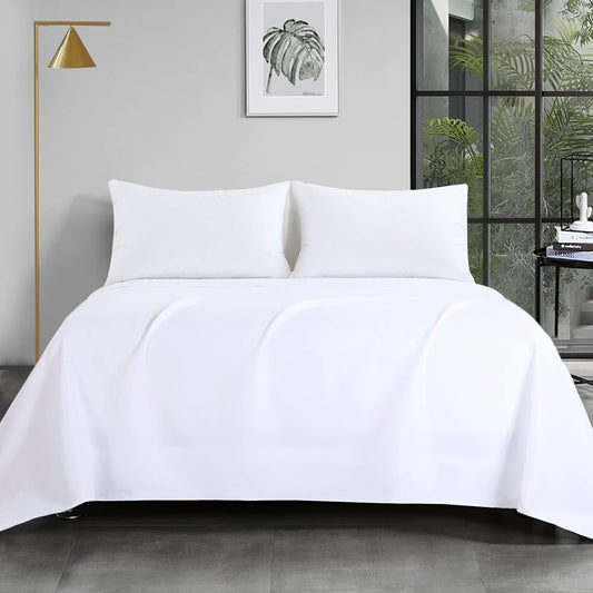 HOMBYS Alaskan King (120x132) Flat Sheet, White Extra Large Oversized King Flat Sheets, Soft & Durable Bed Sheet, Smooth & Breathable Top Sheet (White, Alaskan King)