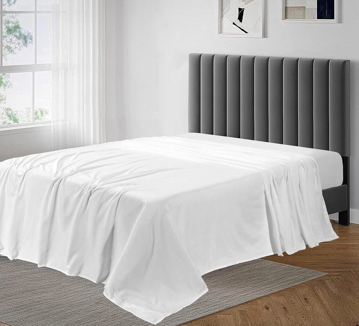 Luxury King Size Flat Sheet -100 Percent Egyptian Cotton, Beutifull White Plain Color,Soft Fabric, 600 Thread Count in Size 108 x 110 Inch, Heavy Thread Count King Bed Flat Sheet
