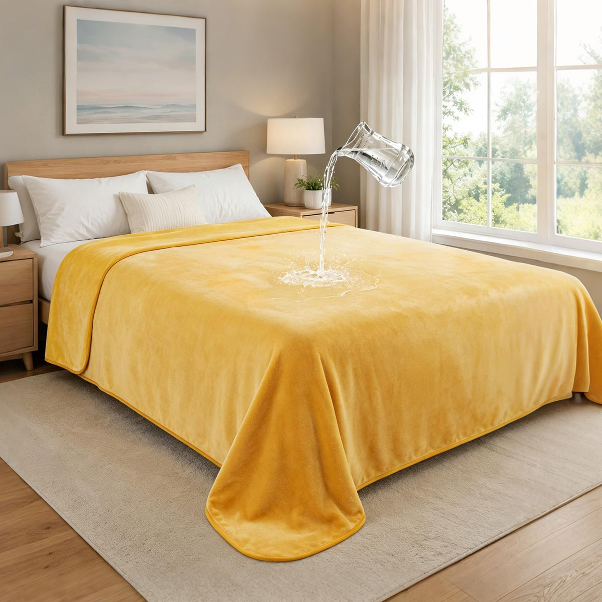LOOBANI Waterproof Blanket for Bed, Soft Flannel Twin Bed Blanket 60" x 80"