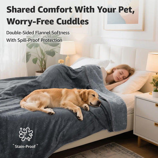 LOOBANI Waterproof Blanket for Bed, Soft Flannel Twin Bed Blanket 60" x 80"