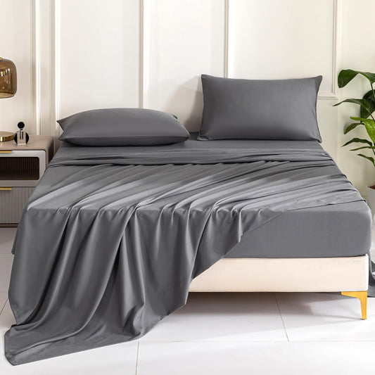 Lavisun Twin Flat Sheets Only, 6 Pack Soft Brushed Microfiber Bedding Sheets for Hotel, Massage, Hospital, Home, Dorm, Bulk Top Flat Sheets Only Twin Size (Grey)