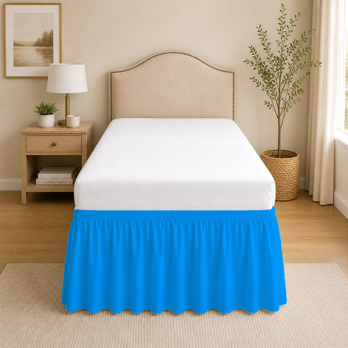 Dorm Room College Microfiber Ruffled Bedskirts Twin-XL 30" Drop, Black