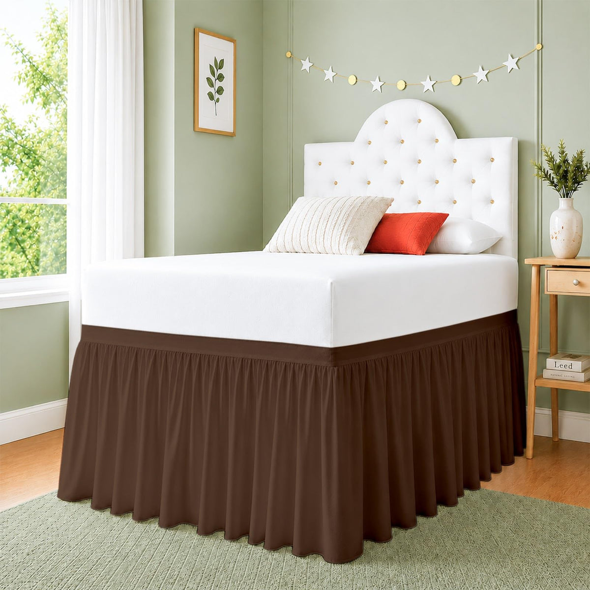Cottingon Dorm Room Bed Skirt, 100% Microfiber, White, Twin XL-32 Drop