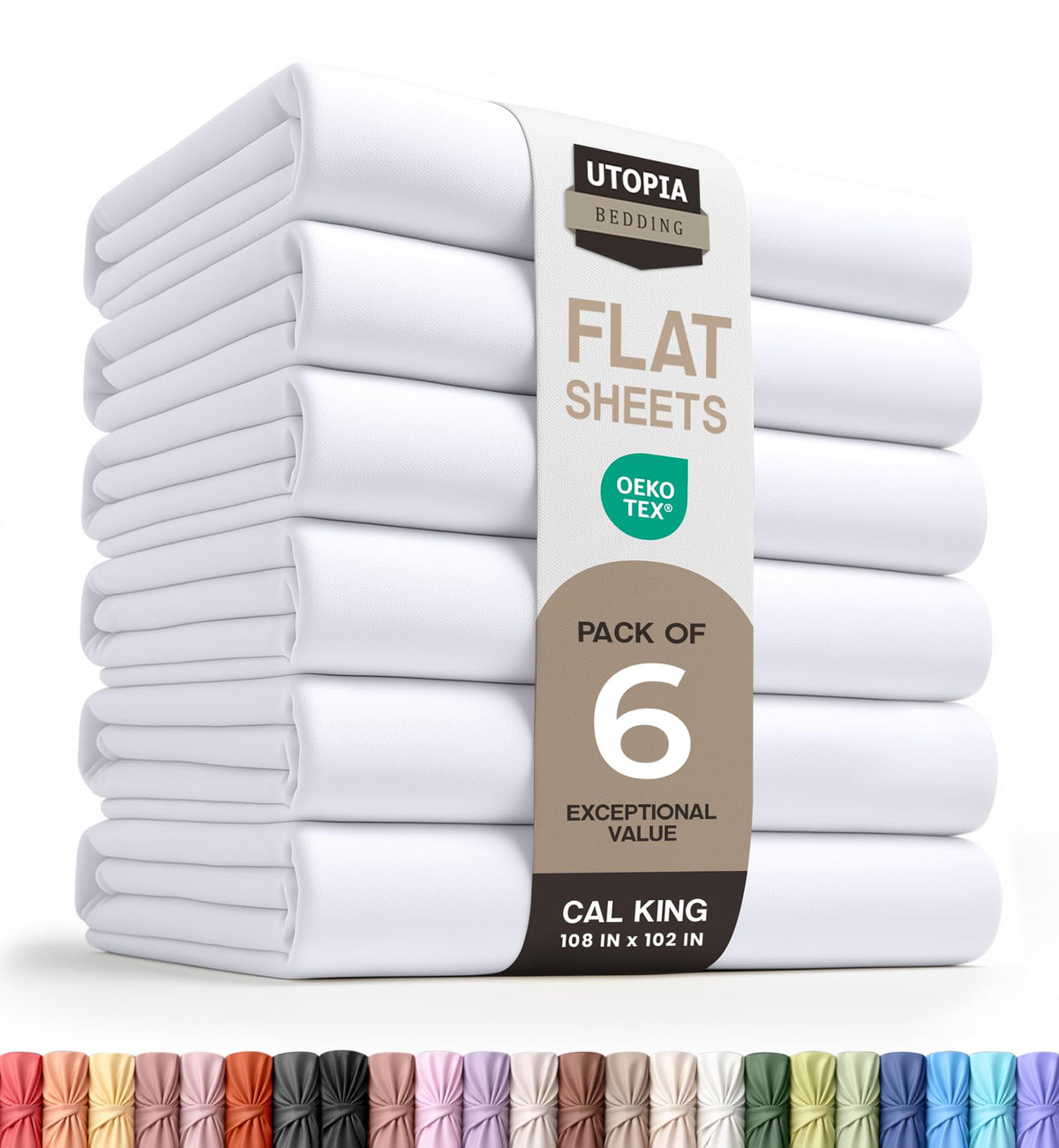 Full Size Flat Sheet Only, Ultra Soft & Breathable Hotel Sheets, White