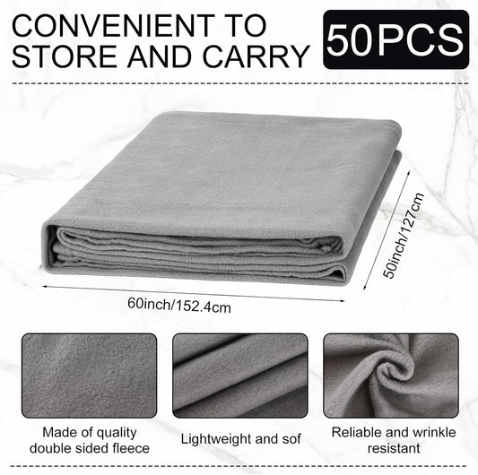 Macarrie 50 Pack Fleece Blankets Bulk,50 x 60 Inch Gray Soft Throw Blankets
