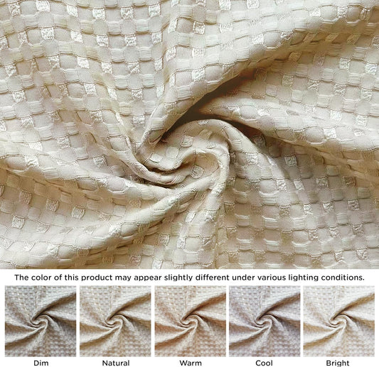 MIYE Pleated Waffle Weave Bed Skirt, Tailored Dust Ruffle 14 Inch Drop Easy Fit, Machine Washable,No Split Corners (Beige, King - 14" Drop)