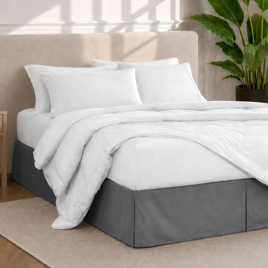 Bare Home Bed Skirt 15-Inch Drop 1800 Ultra-Soft (Queen, Grey)