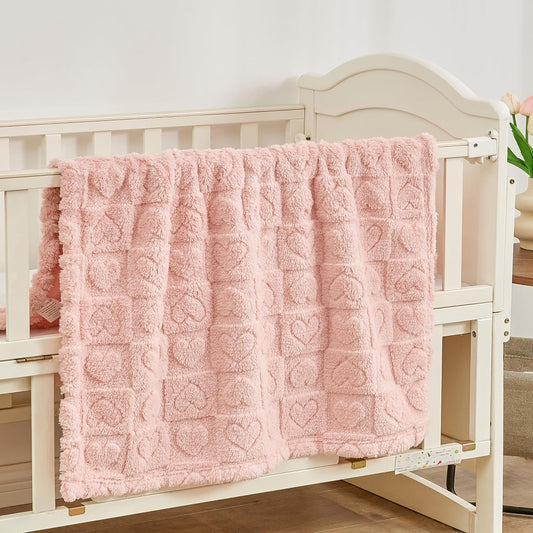 Yurhap Heart Baby Blanket, Love Plush Fleece Baby Blankets for Girls Boys