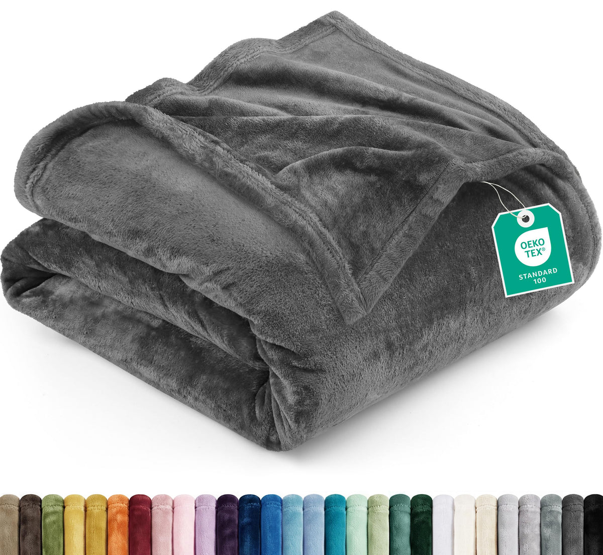Utopia Bedding Ultra Soft Fleece Bed Blanket King Size Grey (90x102 Inches)