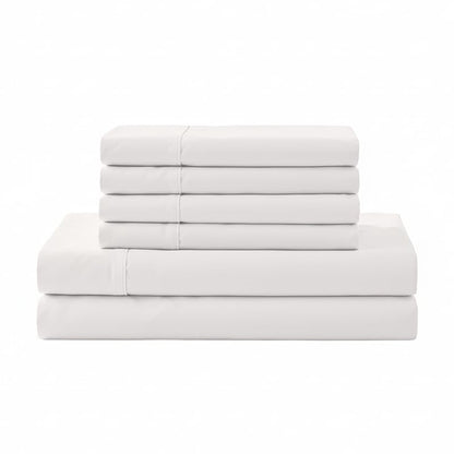 Linen Home 100% Cotton Percale Sheets Queen Size 4 Pc Cooling Set - White