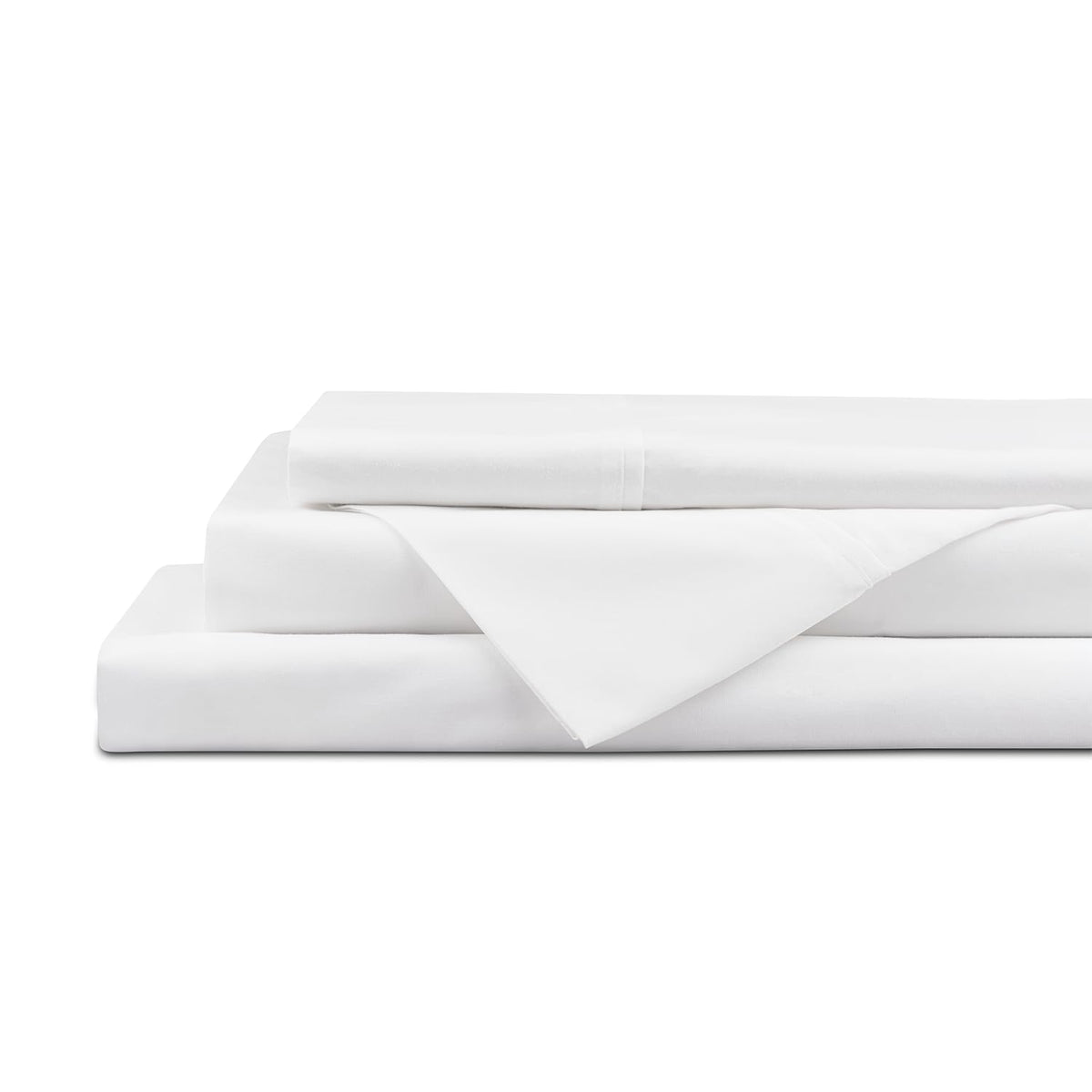 Linen Home 100% Cotton Percale Sheets Queen Size 4 Pc Cooling Set - White
