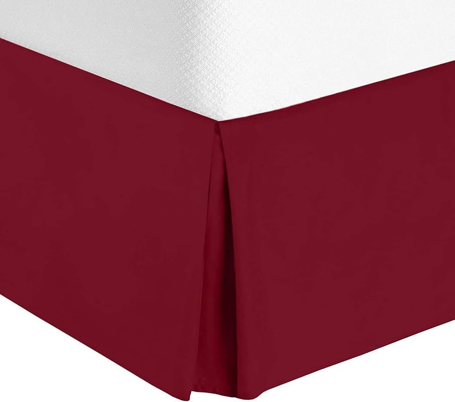 Split Corner Bed Skirt 18 Inch Drop Cal King Size 100% Egyptian Cotton Wrinkle and Fade Resistant Cal King Size, Brown Solid