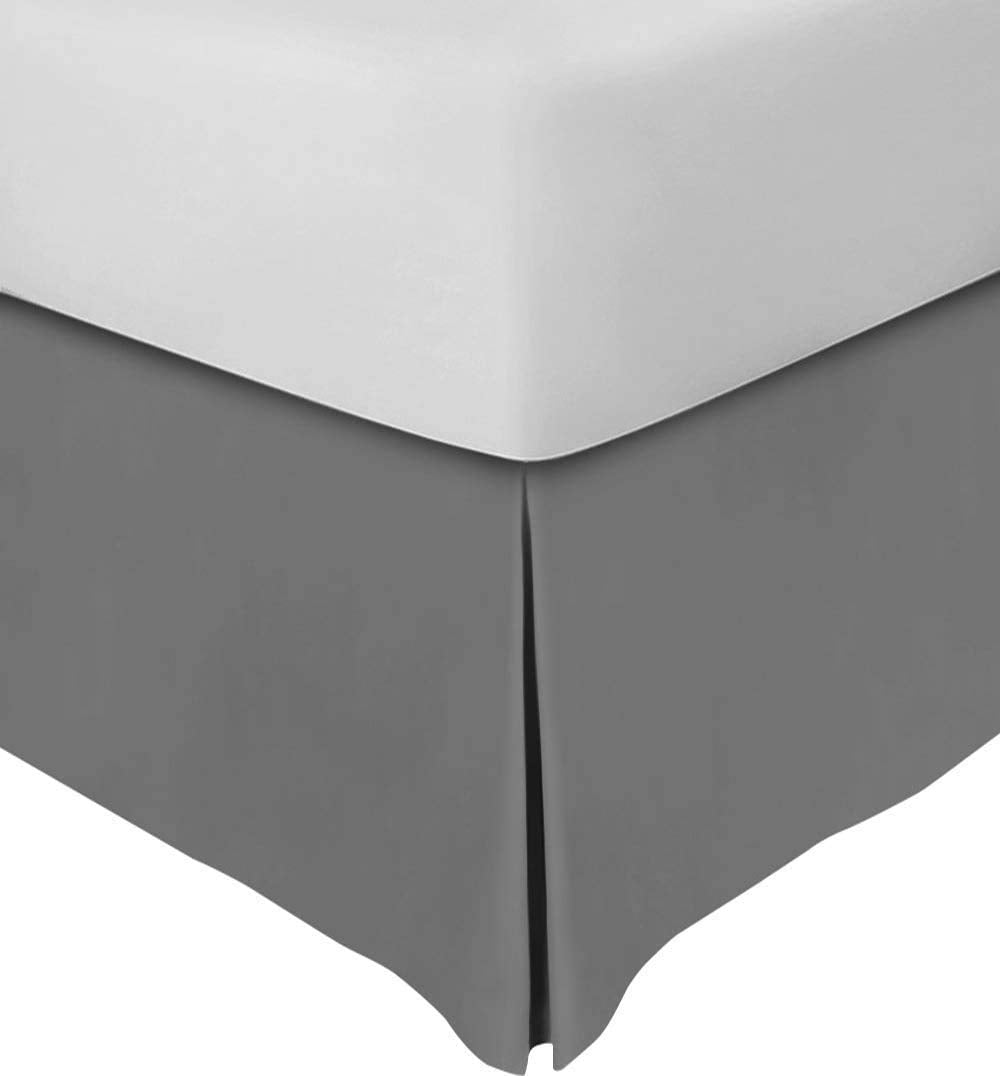 Split Corner Bed Skirt 18 Inch Drop Cal King Size 100% Egyptian Cotton Wrinkle and Fade Resistant Cal King Size, Brown Solid