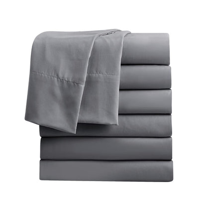 FreshCulture Full Flat Sheets Only, Pack of 6, Soft Microfiber Bedding Sheets for Home, Salons, Hotels, Bulk Flat Sheets Only Full Size (Dark Grey)