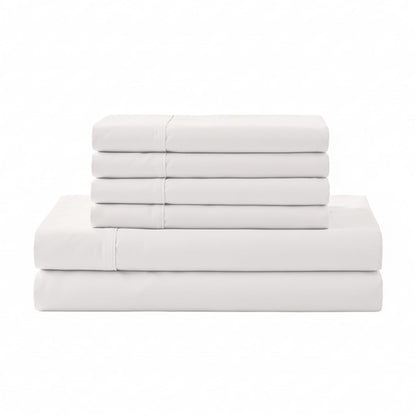 Linen Home 100% Cotton Percale Sheets Queen Size 4 Pc Cooling Set - White