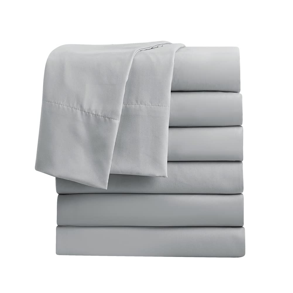 FreshCulture Full Flat Sheets Only, Pack of 6, Soft Microfiber Bedding Sheets for Home, Salons, Hotels, Bulk Flat Sheets Only Full Size (Dark Grey)