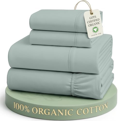 LANE LINEN Queen Sheets 100% Organic Cotton 4pc Percale Cooling - White