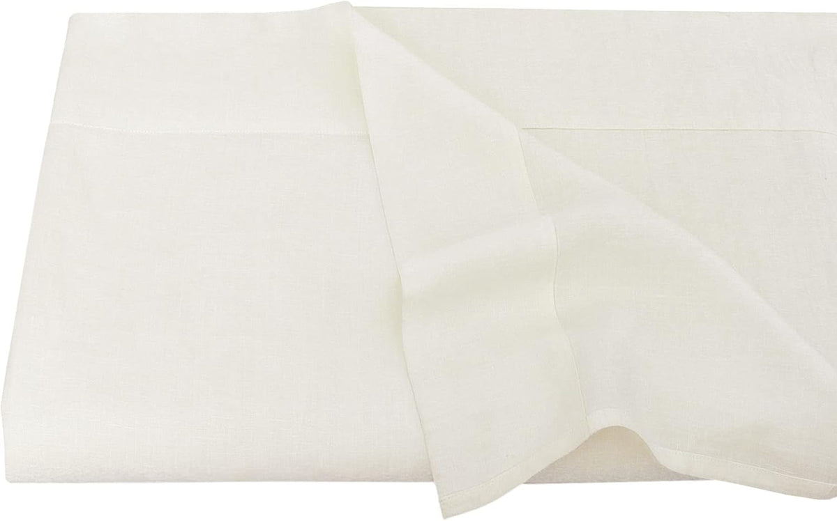 S VICTORY SYMBOL 100% Organic Linen Flat Sheet 1 Piece-Stone Washed French Flax Twin Size Bedding,Soft Flat Top Sheet Breathable(66"x96",Creamy White)