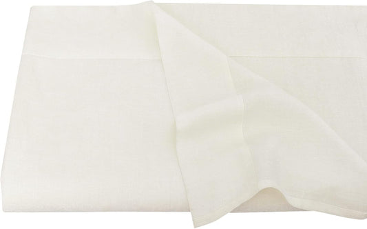 S VICTORY SYMBOL 100% Organic Linen Flat Sheet 1 Piece-Stone Washed French Flax Twin Size Bedding,Soft Flat Top Sheet Breathable(66"x96",Creamy White)