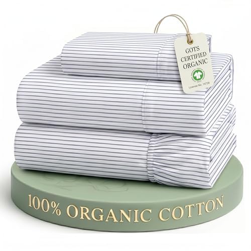 LANE LINEN Queen Sheets 100% Organic Cotton 4pc Percale Cooling - White