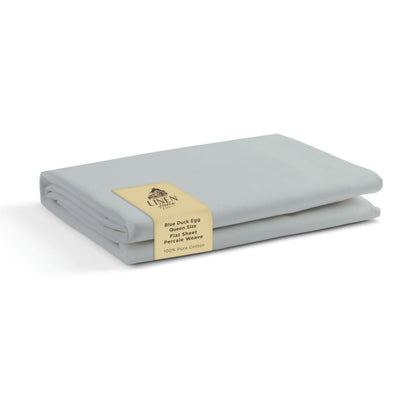 Linen Home Queen Size Flat Sheet Only 100% Cotton Percale, White