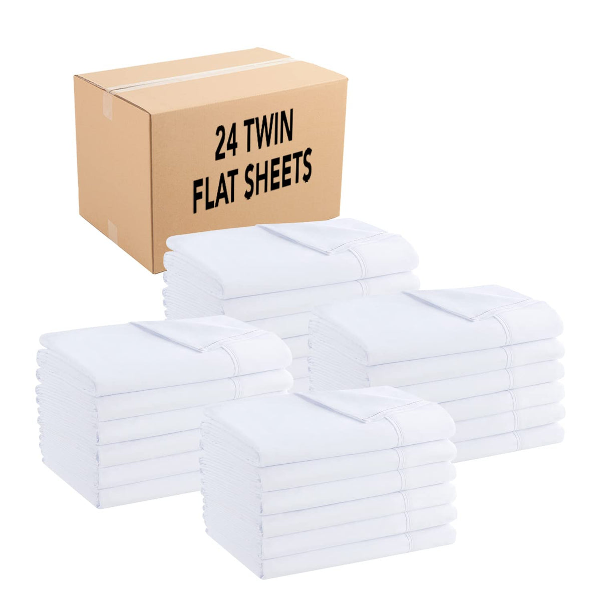 Arkwright Bulk Twin Flat Sheets - Pack of 6 - Soft Brushed Microfiber Hypoallergenic Top Sheet only with Wrinkle Resistant, Bedding Essentials for Hosts and Hotels, Ivory