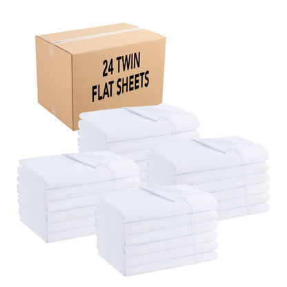 Arkwright Bulk Twin Flat Sheets - Pack of 6 - Soft Brushed Microfiber Hypoallergenic Top Sheet only with Wrinkle Resistant, Bedding Essentials for Hosts and Hotels, Ivory