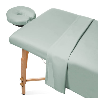 Saloniture 3-Piece Microfiber Massage Table Sheet Set - Premium Facial Bed Cover - Includes Flat and Fitted Sheets with Face Cradle Cover - White