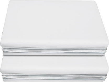 Lirex 2-Pack Twin Size Flat Sheet Set, Ultra-Soft Brushed 1800 Microfiber, Breathable & Wrinkle-Free, Machine Washable (White)