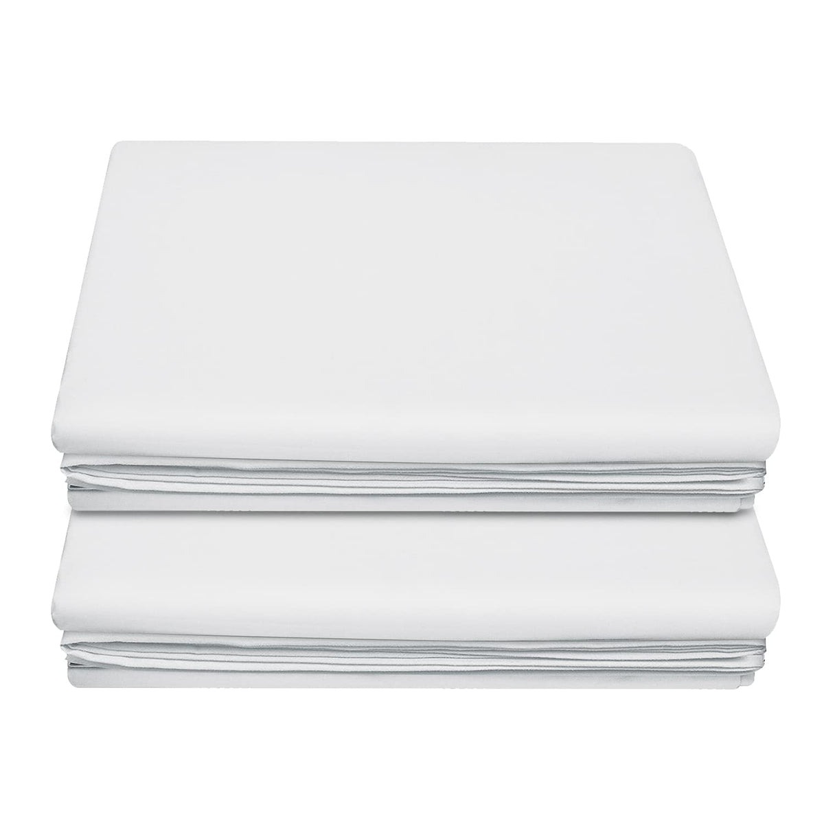 Lirex 2-Pack Twin Size Flat Sheet Set, Ultra-Soft Brushed 1800 Microfiber, Breathable & Wrinkle-Free, Machine Washable (White)