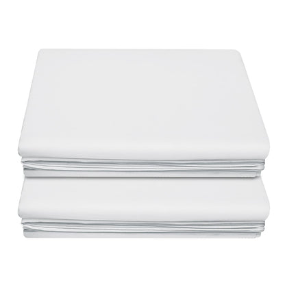 Lirex 2-Pack Twin Size Flat Sheet Set, Ultra-Soft Brushed 1800 Microfiber, Breathable & Wrinkle-Free, Machine Washable (White)