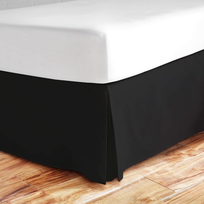 Split Corner Bed Skirt 18 Inch Drop Cal King Size 100% Egyptian Cotton Wrinkle and Fade Resistant Cal King Size, Brown Solid