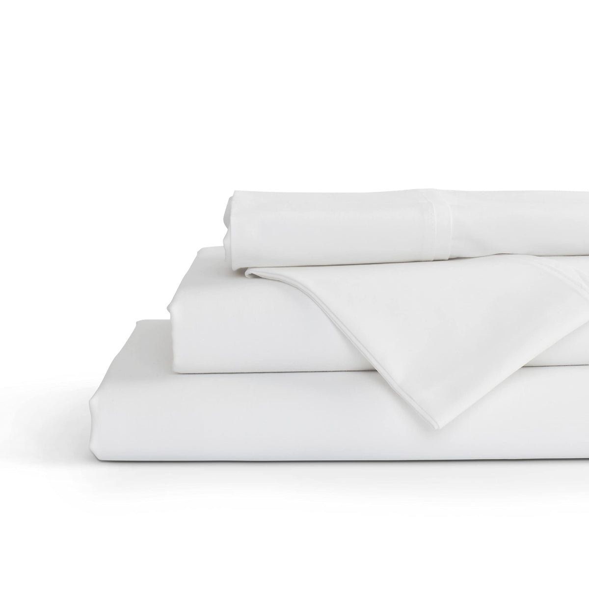 Linen Home 100% Cotton Percale Sheets Queen Size 4 Pc Cooling Set - White