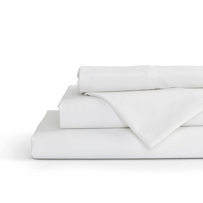 Linen Home 100% Cotton Percale Sheets Queen Size 4 Pc Cooling Set - White