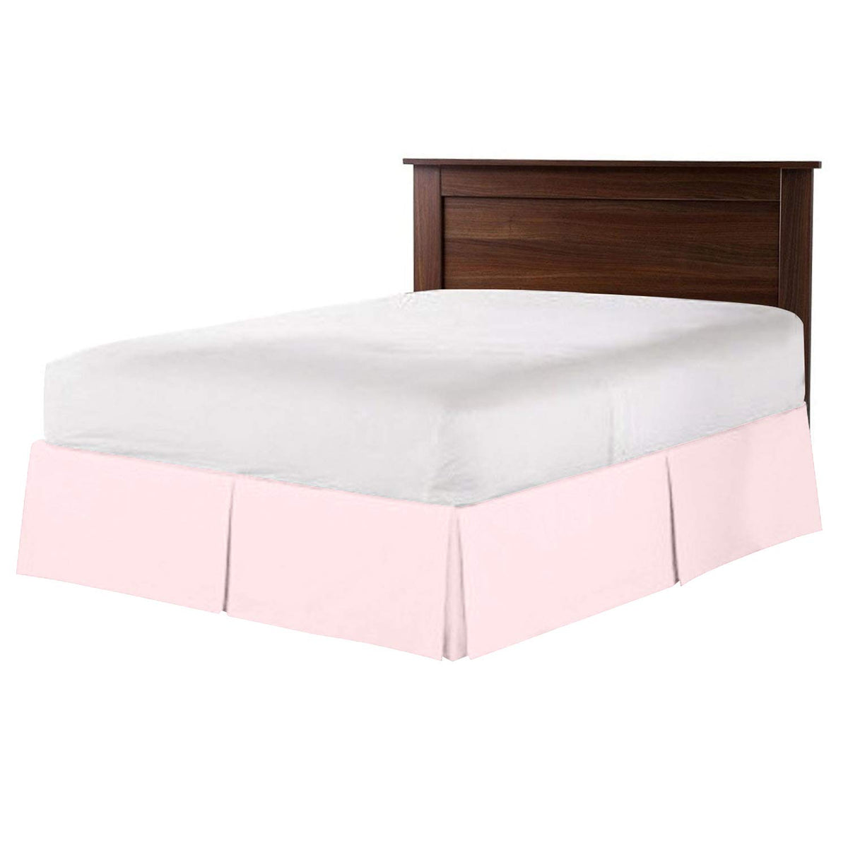 100% Cotton 800 Thread Count Box Pleated Bed Skirt - Luxury Pleated Dust Ruffle, Bed Skirt, Easy Fit with 15 Inch Tailored Drop, King Size White Solid