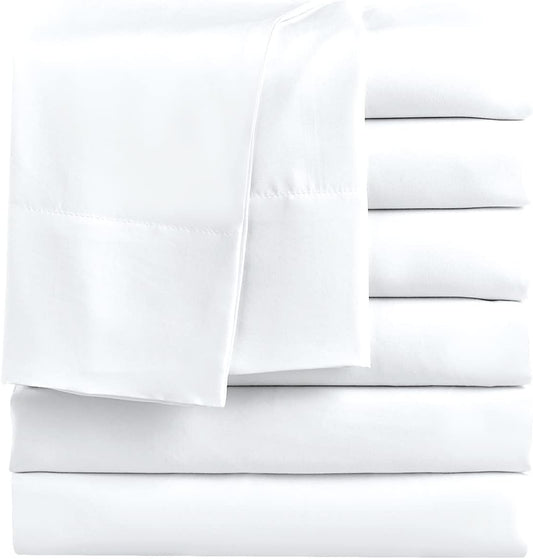 FreshCulture Twin Flat Sheets Only, Pack of 6, Soft Microfiber Bedding Sheets for Home, Salons, Hotels, Bulk Flat Sheets Only Twin Size (White)