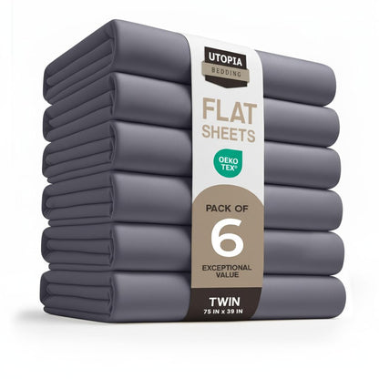 Queen Size Flat Sheet Only, Ultra Soft & Breathable Hotel Sheets, Grey