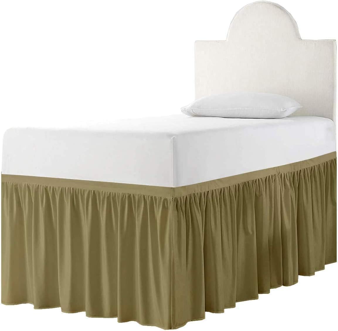 Cottingon Dorm Bed Skirt Twin XL 36" with Split Corners, 100% Microfiber Soft and Stylish, College Room Essential, Extra Long Dust Ruffle for Extended Beds, White