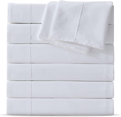 Maple&Stone Twin Flat Sheets Only Bulk Pack of 6 Wholesale Bedding White