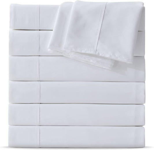 Maple&Stone Twin Flat Sheets Only Bulk Pack of 6 Wholesale Bedding White