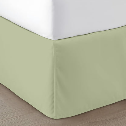 SGI Bedding 12 inch Drop Bed Skirt King Size - Platform Style with Secure Fit, Classic Tailored Look, Elegant Pleated Style Dust Ruffle, Split Corners, Wrinkle Resistant Microfiber - White