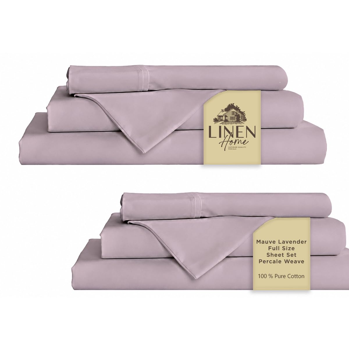Linen Home 100% Cotton Percale Sheets Queen Size 4 Pc Cooling Set - White