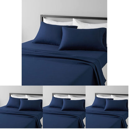 Amazon Basics Lightweight Breathable Wrinkle-Free Brushed Microfiber 3-Piece Bed Sheet Set with 14-Inch Deep Pockets, Twin, Bright White, Solid